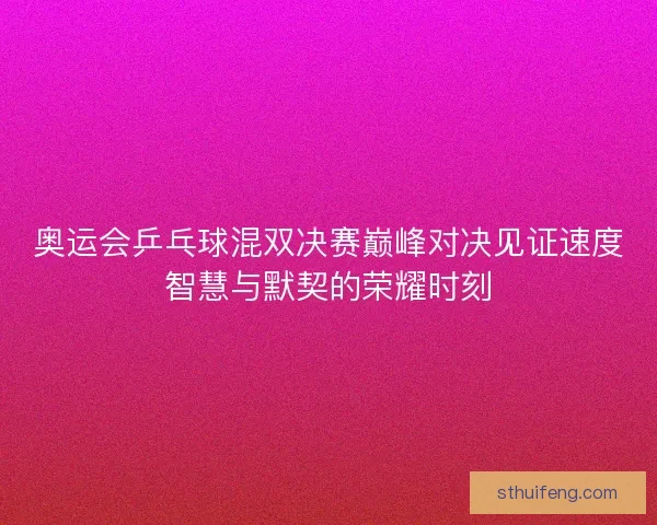 奥运会乒乓球混双决赛巅峰对决见证速度智慧与默契的荣耀时刻