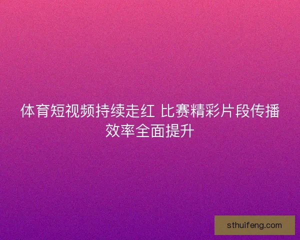 体育短视频持续走红 比赛精彩片段传播效率全面提升